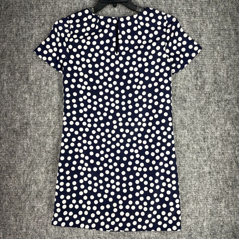J Crew Polka Dot Shirt Dress Womens 00 Blue Lined Business Casual Cottage Chic - Picture 4 of 12